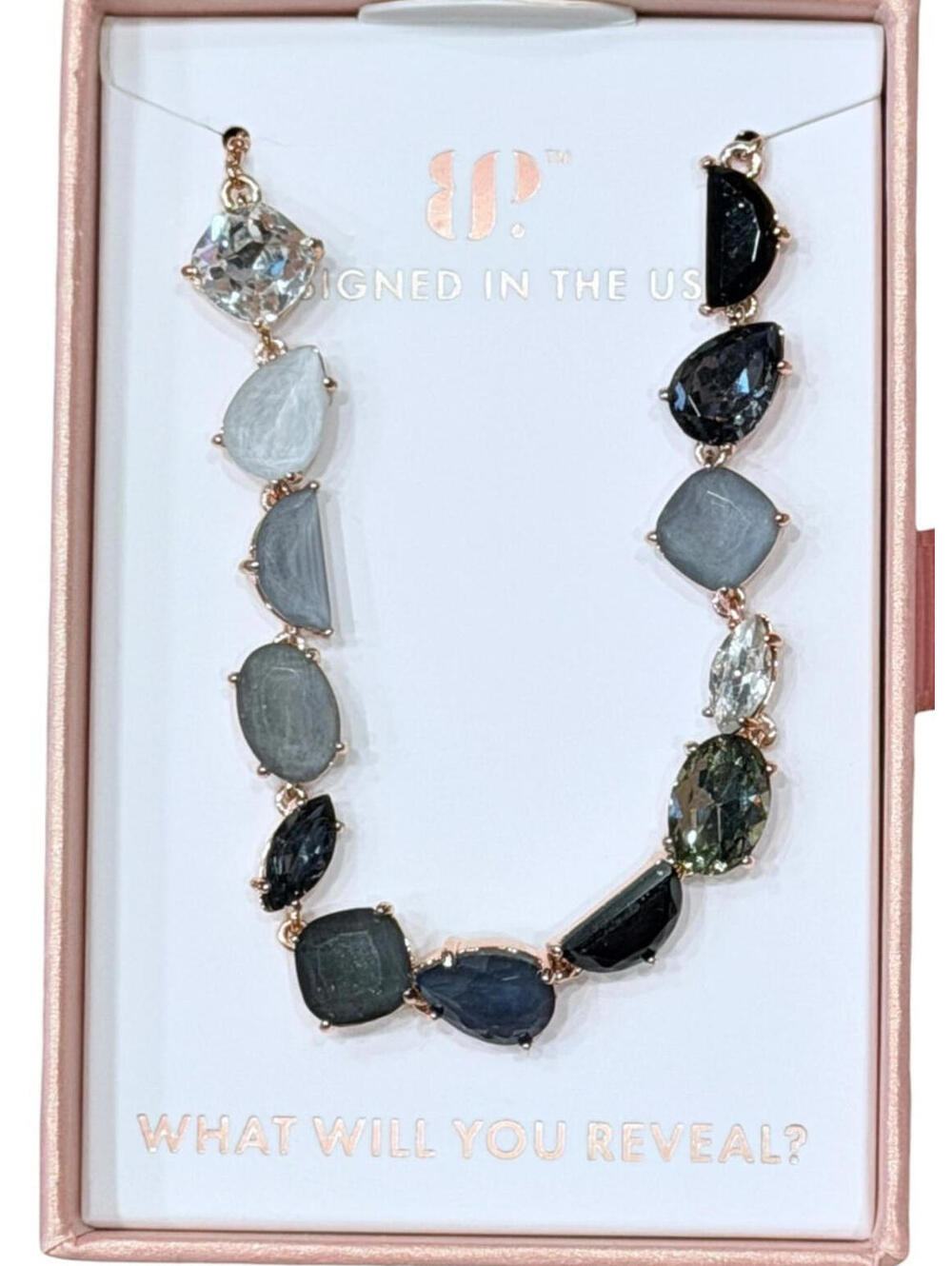 Bomb Party Holiday Jewel Candy "She’s A Keeper" Black Tie Twilight on Rose Gold